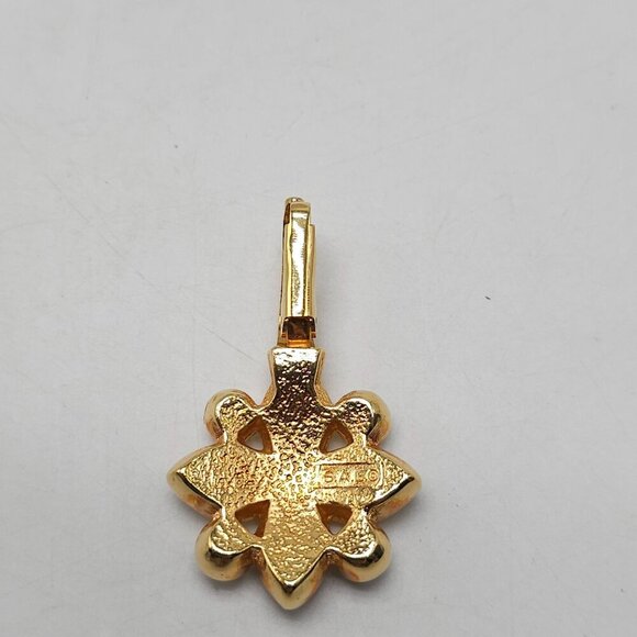 SAL Gold Tone Floral Pendant With Swarovski Full Lead Crystal By Savvy - Picture 3 of 5